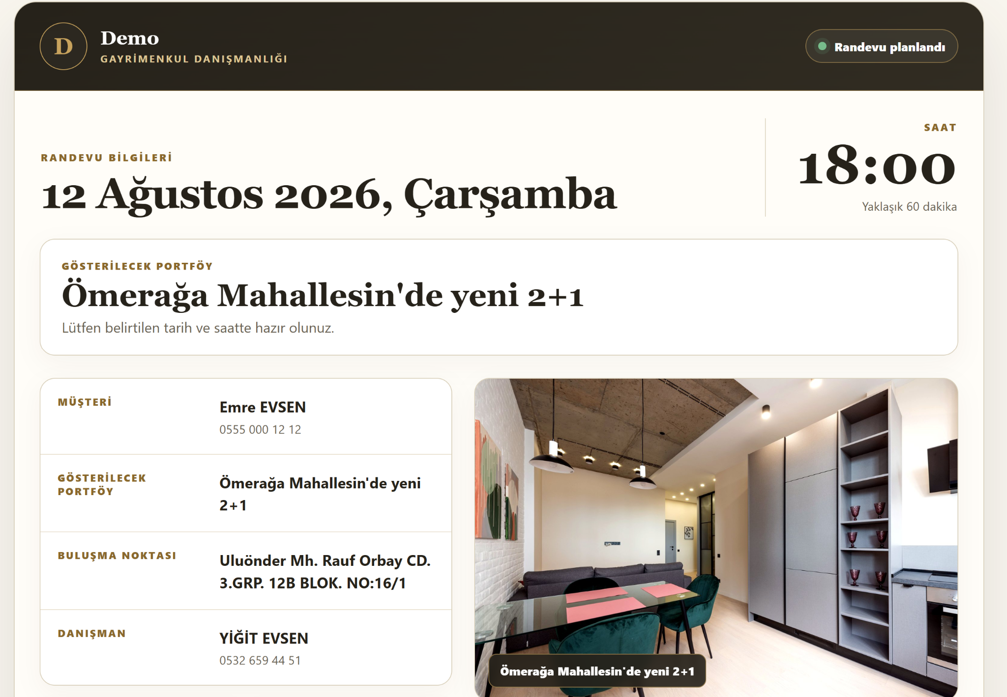 KonutAğı randevu paylaşım ekranı